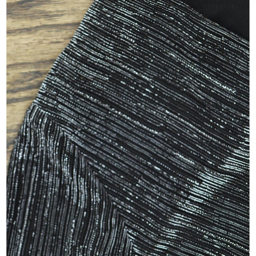 Betsy & Adam Ruched Surplice V Neck Long Sleeved Dress Black / Silver 16 - Picture 8 of 11